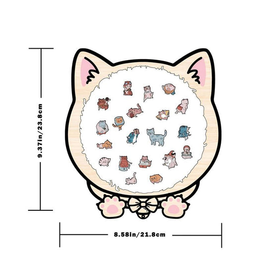 Cat-Shaped Wooden Jigsaw Puzzle — Every Single Piece Is a Tiny Cat
