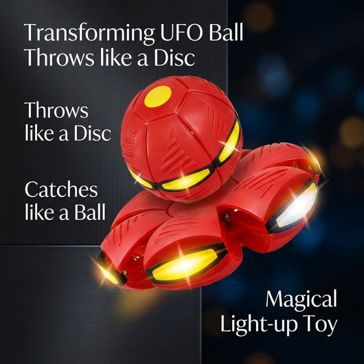 Magic UFO Transforming Ball — Throws Like a Disc, Catches Like a Ball, Lights Up in the Dark